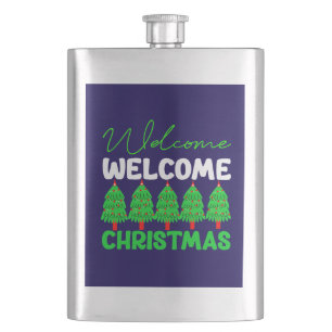 Welcome Christmas Tree Holiday Design-85600 Flask