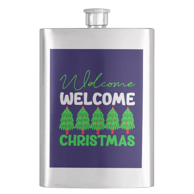 Welcome Christmas Tree Holiday Design-85600 Flask (Front)