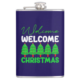 Welcome Christmas Tree Holiday Design-85600 Flask