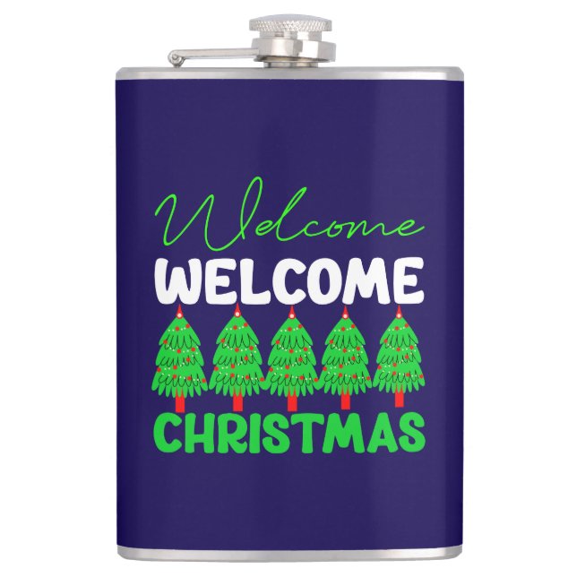 Welcome Christmas Tree Holiday Design-85600 Flask (Front)