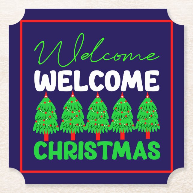 Welcome Christmas Tree Holiday Design-85600 Paper Coaster (Front)