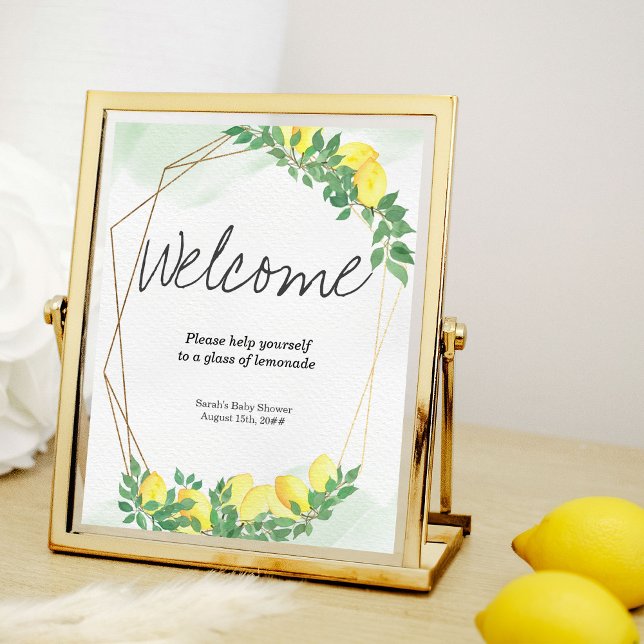 Welcome Citrus Lemons Lemonade Table Sign (Welcome poster from my Citrus Lemon Baby Shower Collection)