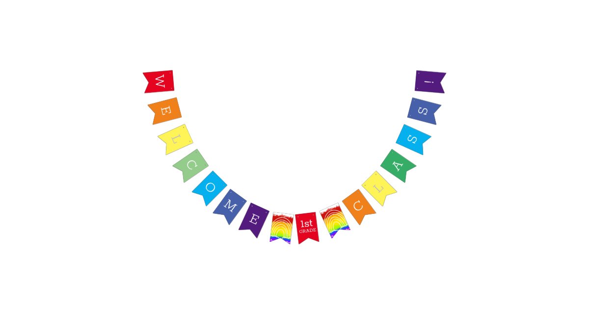 Welcome Class Colorful Custom Grade Level Pictures Bunting Flags | Zazzle
