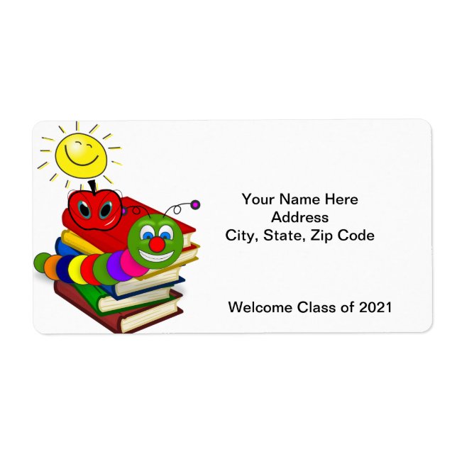 Welcome Class of 2021 Books Bookworm Labels (Front)