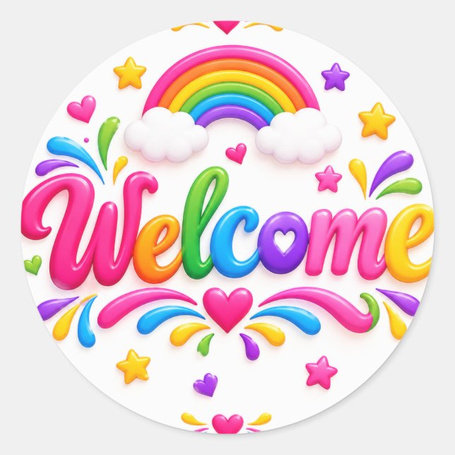 Welcome  classic round sticker (Front)