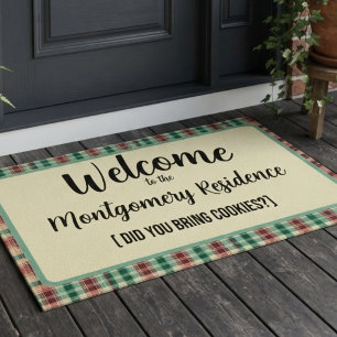 Welcome Classic Vintage Plaid Funny Typography Doormat