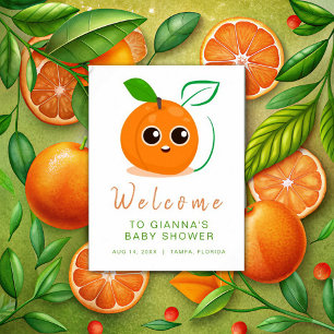 Welcome Clementine Orange Fruit Baby Shower Poster
