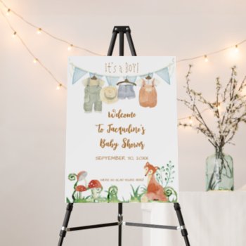 Welcome Clothesline Fox Mushrooms Baby Shower Foam Board by PatternsModerne at Zazzle