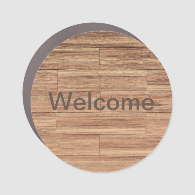 Welcome color wood art car magnet (Front)