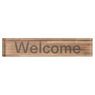 Welcome color wood art desk name plate