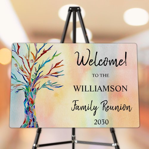 Welcome Colorful Family Tree Family Reunion Foam Board