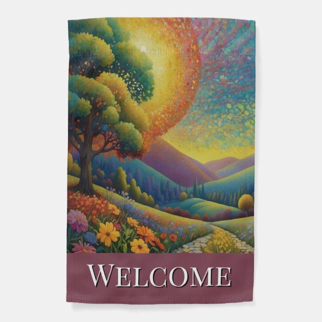 Welcome Colorful Flowers Garden Flag (Front)