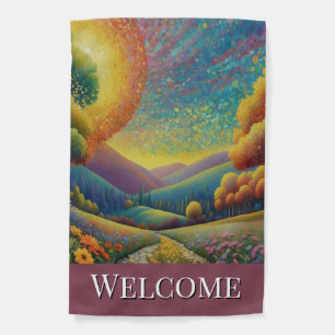 Welcome Colorful Flowers Garden Flag