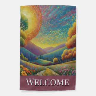 Welcome Colorful Flowers Garden Flag