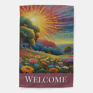 Welcome Colorful Flowers Garden Flag