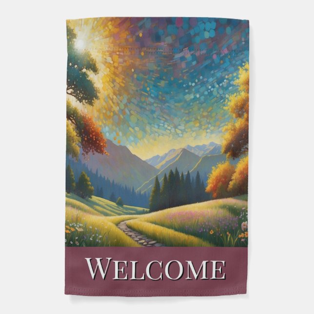 Welcome Colorful Flowers Garden Flag (Front)