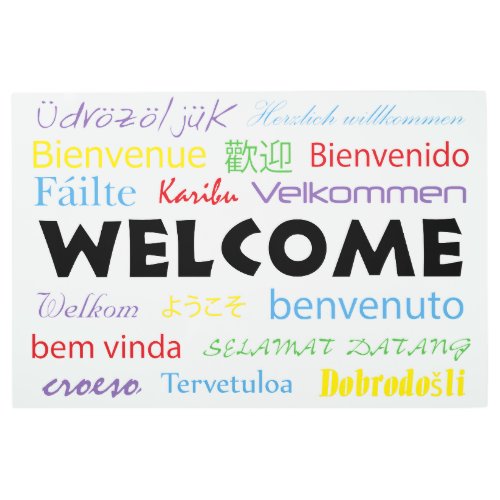 Welcome Colorful Many Languages Typography Metal Print