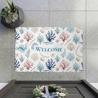 Welcome Coral Reef Ocean Coastal Decor Beachhouse Doormat