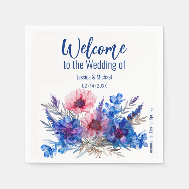 💍Welcome Cornflowers and Lavender  Napkins (Front)