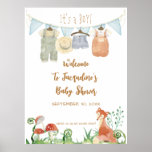Welcome Cottagecore Fox Mushrooms Baby Shower Poster at Zazzle