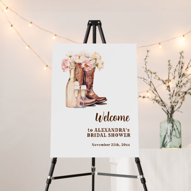 WELCOME Country Cowgirl Boots BRIDAL SHOWER Foam Board (In Situ (Stand))