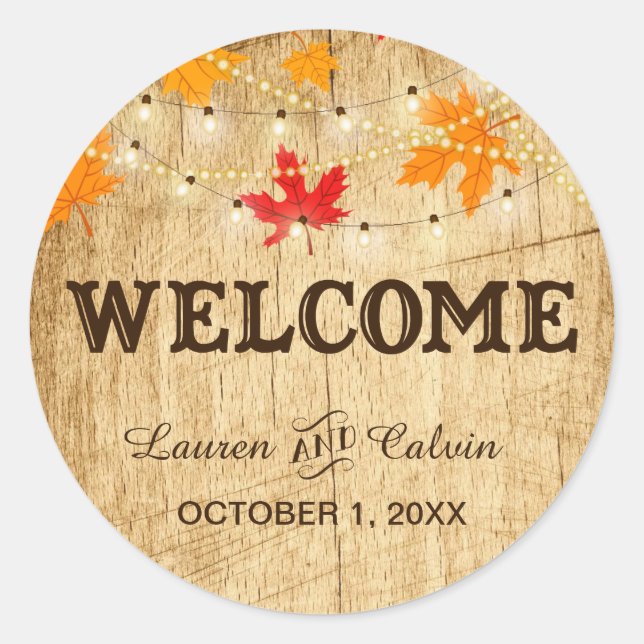 Welcome country wedding favor sticker (Front)