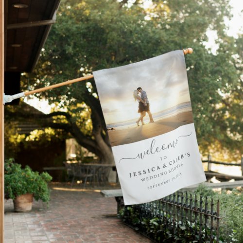 Welcome Couples Photo Wedding Shower House Flag