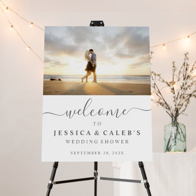 Welcome Couple's Photo Wedding Shower Sign (In Situ (Stand))