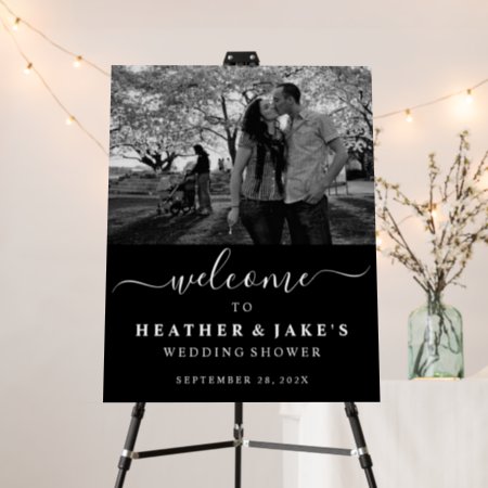 Welcome Couple's Photo Wedding Shower Sign Black