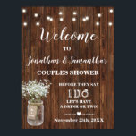 Welcome Couples Shower Western Country Wedding Poster<br><div class="desc">Welcome Western Rustic Couples Shower Sign. Change Names and date to the design, for additional changes (font color, font style, background color, ) *I DO is not editable, click on personalize, scroll down, and click on the link "Edit using Design Tool". ** - Check the collection for all matching designs...</div>