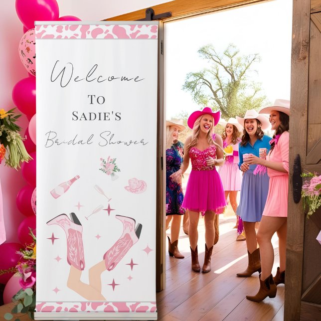 Welcome Cowboy Boots & Bubbly Bridal Shower  Retractable Banner (Creator Uploaded)