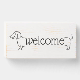 Welcome | Custom Dachshund Dog Wooden Box Sign