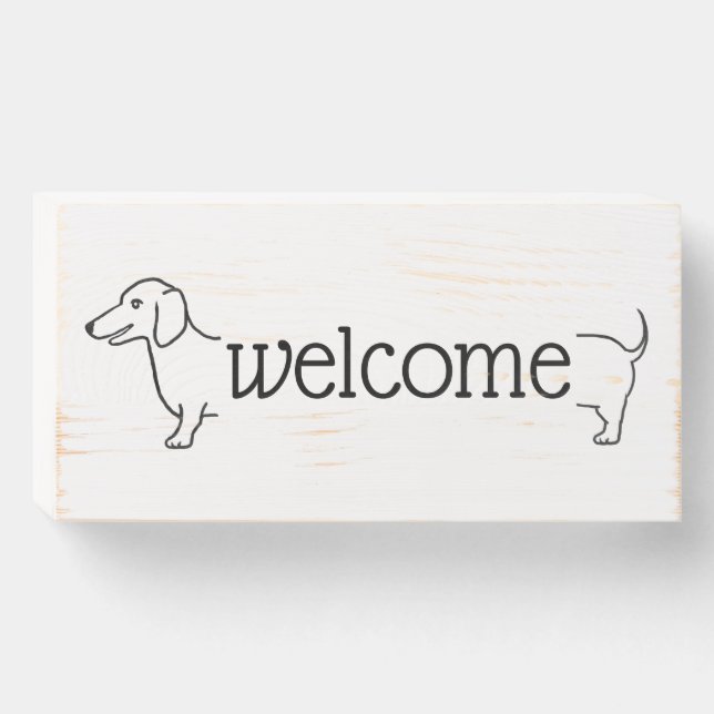 Welcome | Custom Dachshund Dog Wooden Box Sign (Front Horizontal)