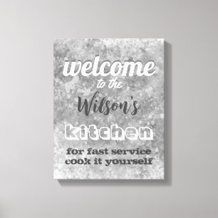 welcome custom kitchen quote humor wall art gray