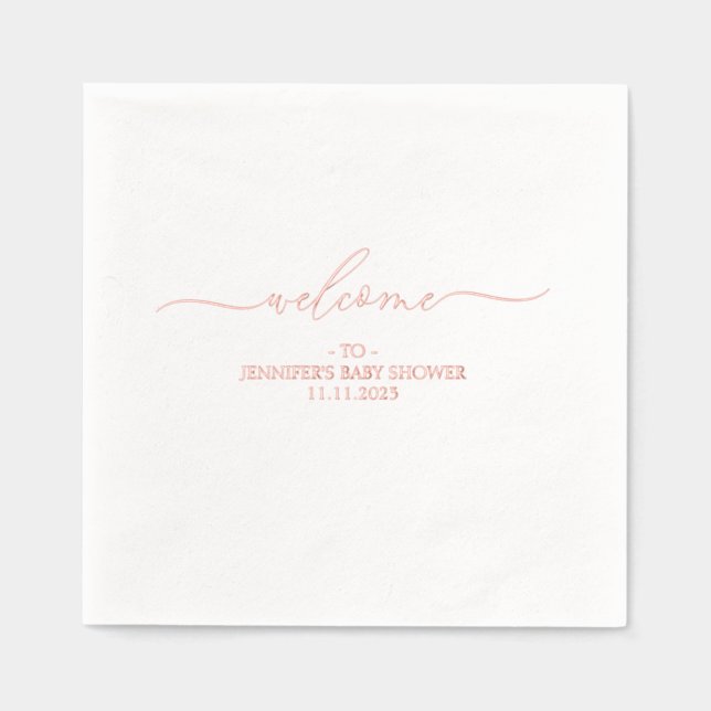 Welcome custom name baby shower foil napkins (Front)