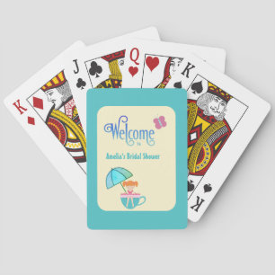Welcome Custom Name Bridal Shower Teacup Butterfly Poker Cards