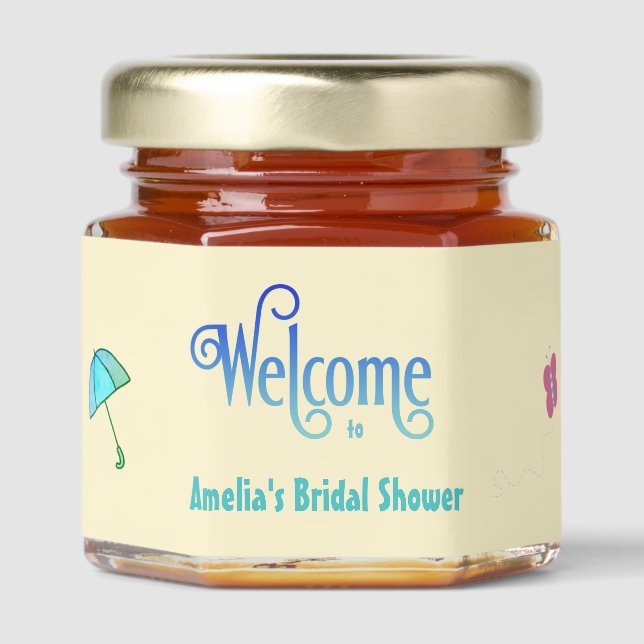 Welcome Custom Name Bridal Shower Teacup   Honey Jar Favors (Front)
