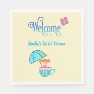 Welcome Custom Name Bridal Shower Teacup Napkins
