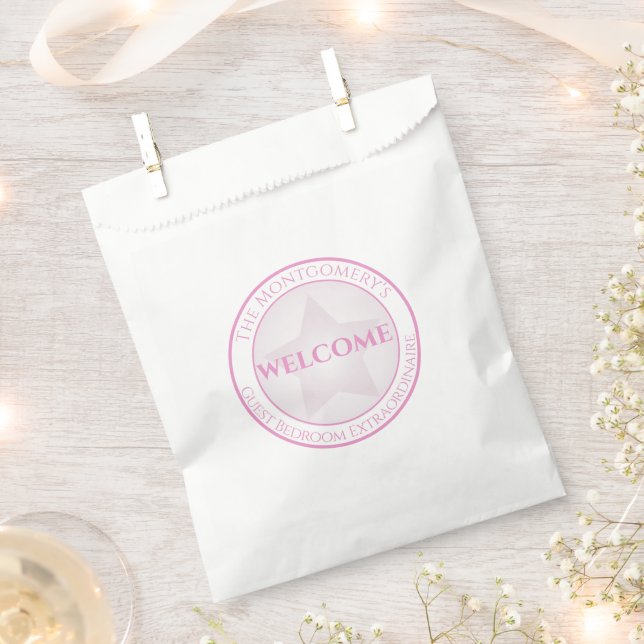 Welcome Custom Name Guest Bedroom Pastel Star Favor Bag (Clipped)