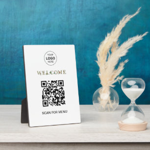 Welcome Custom QR Code Logo Modern Business Plaque
