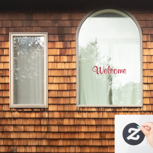 Welcome Custom Text Message Red Colorful Home Window Cling