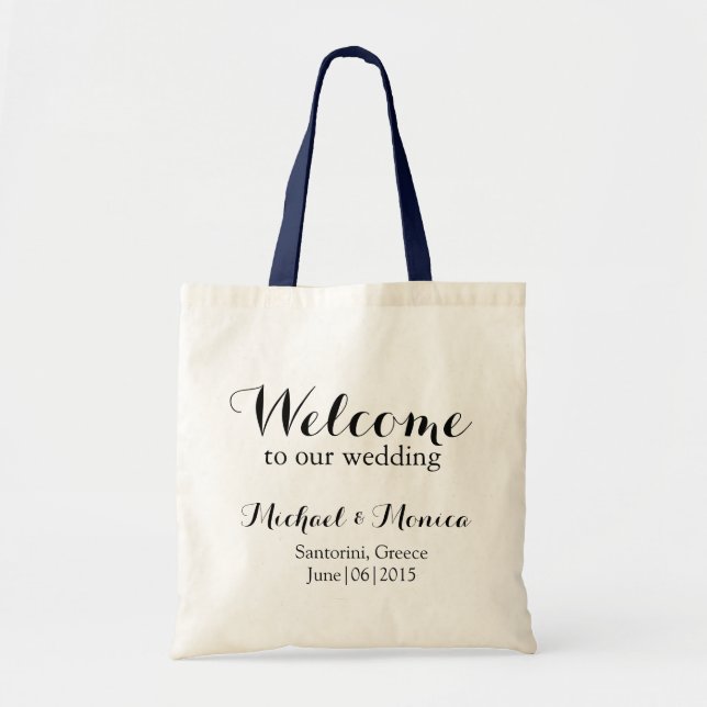 Welcome Custom Wedding Hotel Gift Tote Bag (Front)