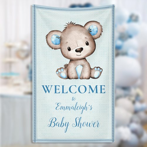 Welcome Cute Brown Bear Baby Shower Banner