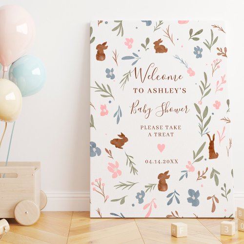 Welcome Cute Easter floral rabbit baby shower Foam Board