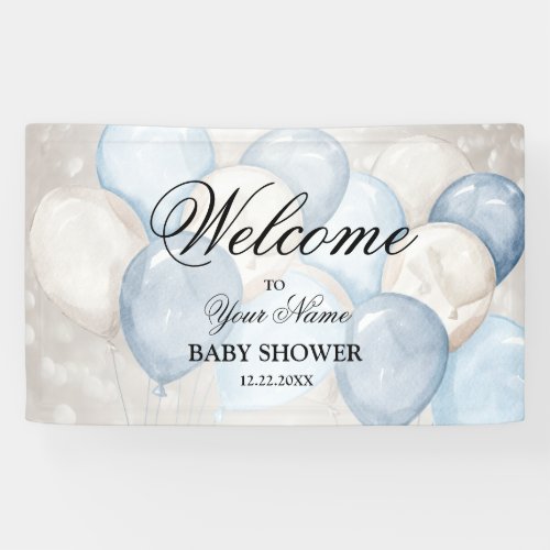Welcome Cute Watercolor Pink White Balloons Party Banner