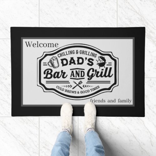 Welcome Dads Bar  Grill Friends  Family Doormat
