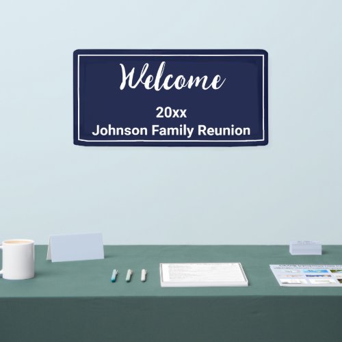 Welcome Dark Blue and White Name Family Reunion