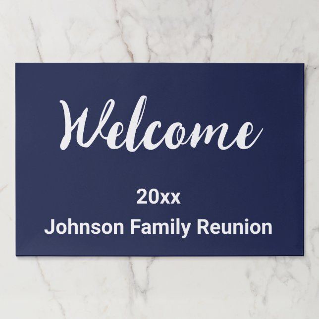 Welcome Dark Blue and White Name Family Reunion Paper Pad (Front)