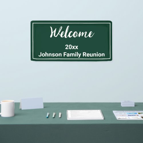 Welcome Dark Green and White Name Family Reunion Banner