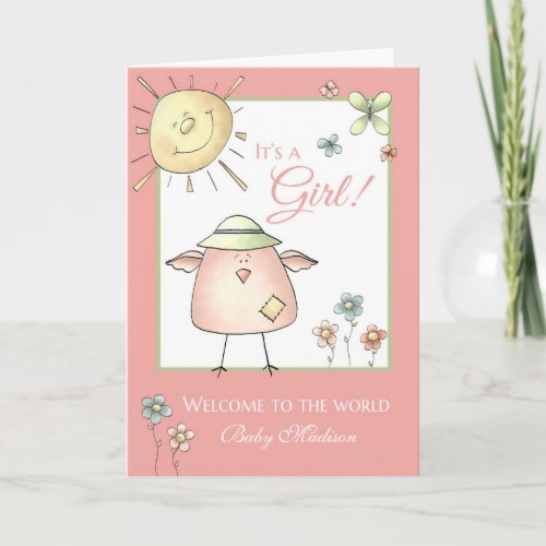 Welcome Daughter _ Custom Name Baby Congratulation Card